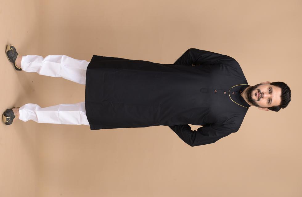 FINLAND - BLACK COTTON KURTA TROUSER