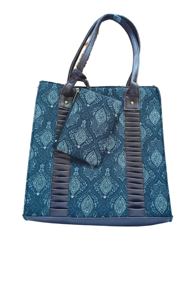 Jaipuri Print Designer Tote Bag With Double Partition