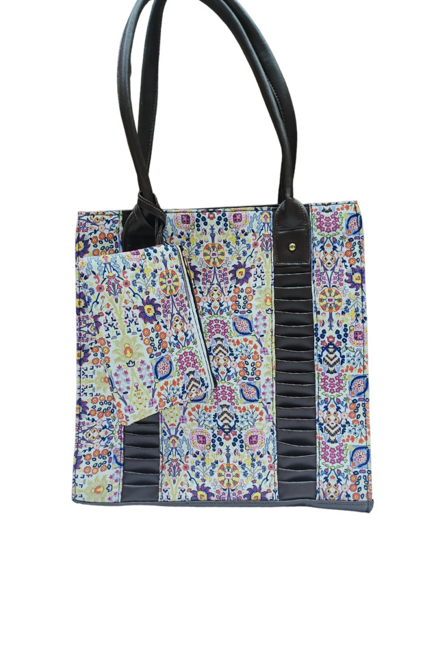 Jaipuri Print Designer Tote Bag With Double Partition