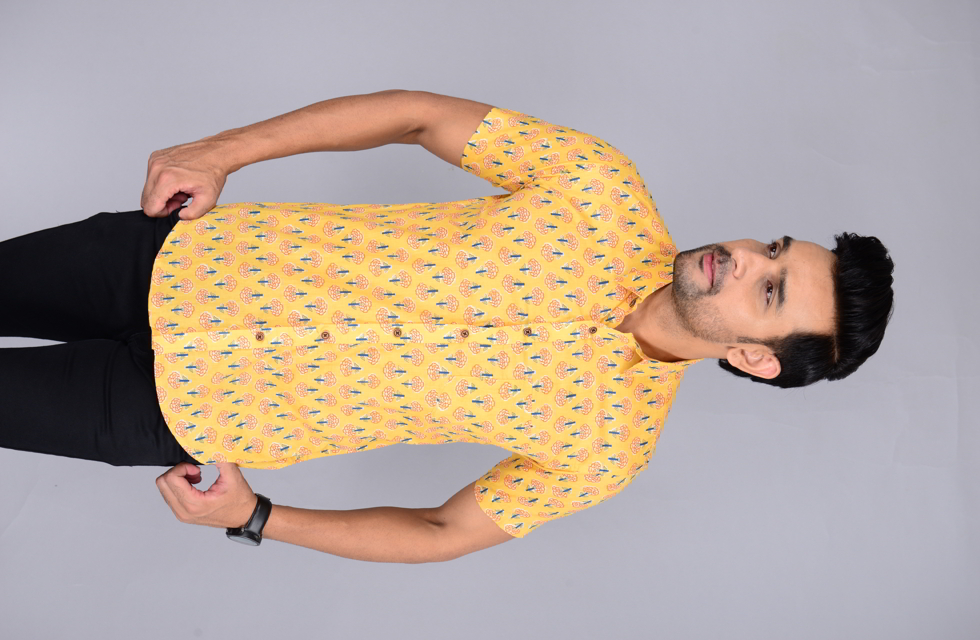 Jaipuri Shirt In Mango Yellow