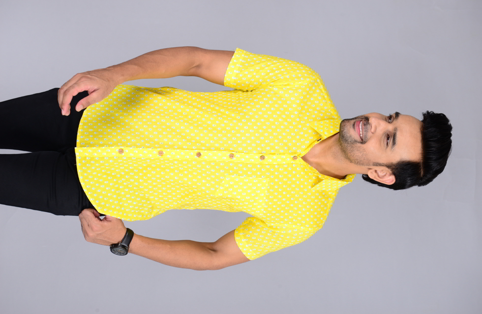 Jaipuri Printed Shirt In Yellow