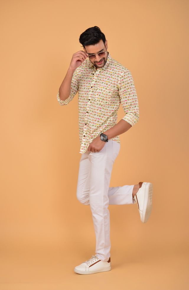 Cream Full Sleeve jaipuri Shirt