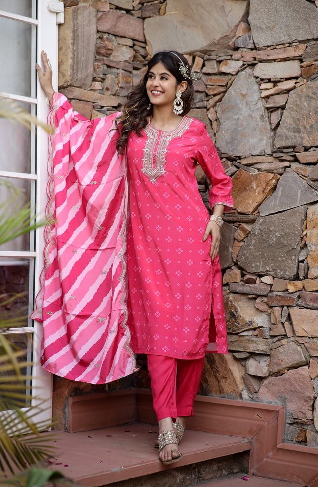 Bandhani Straight Suit Set