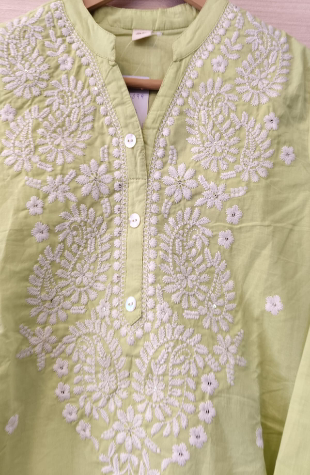 Lime Embroidery Straight Kurta With Pant