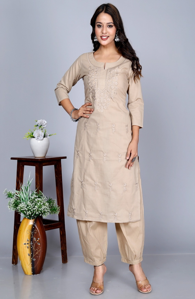 Chikankari Beige Kurti