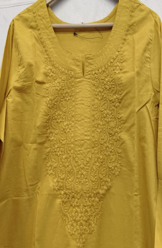 Chikankari Mustard Kurti