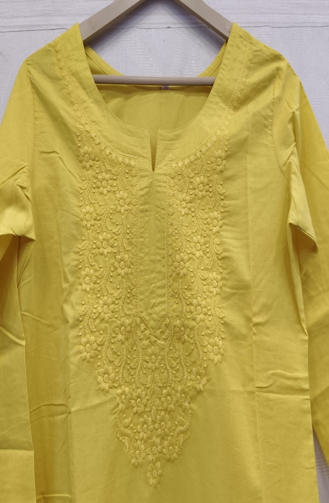 Chikankari Yellow Kurti