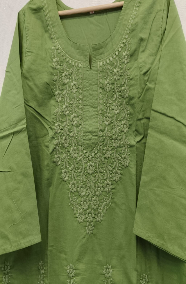 Chikankari Mehandi Kurti For Women