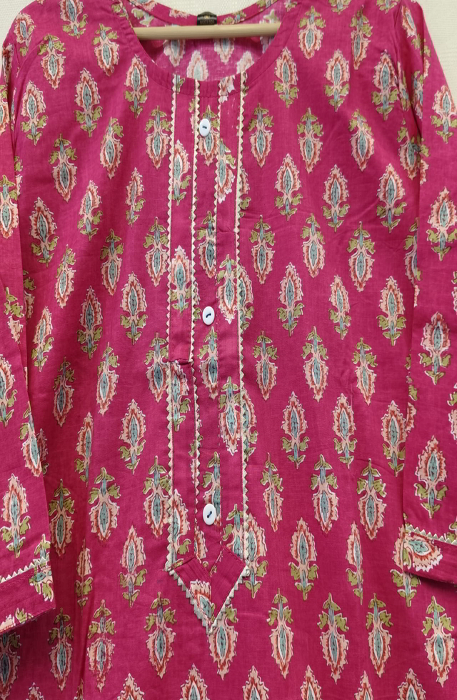 Hot Pink Long Kurti For Women