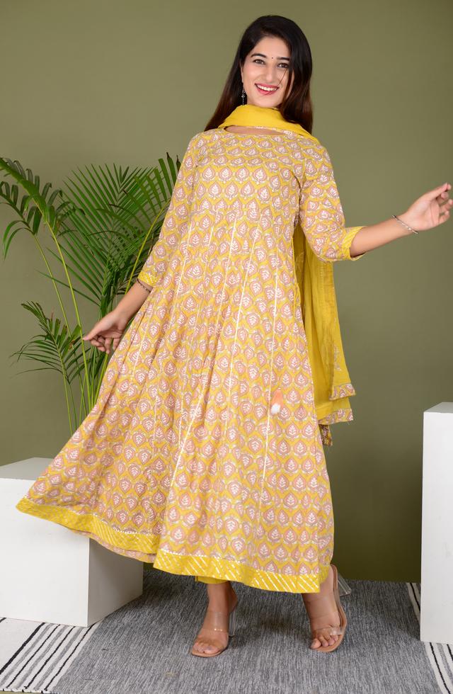 Attractive Pure Cotton Anarkali Suit Set