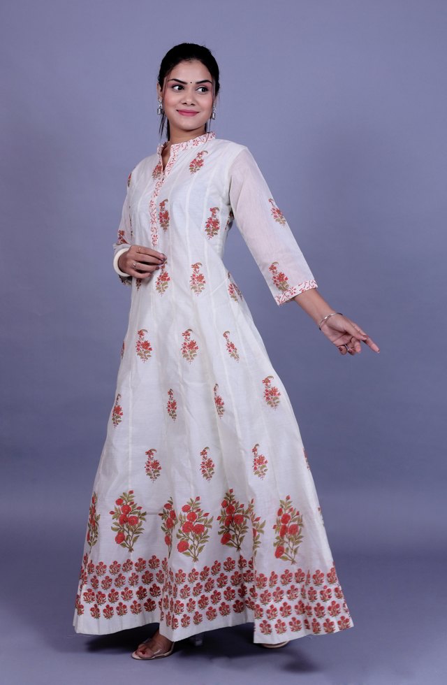Elegant Chanderi Silk Long Dress