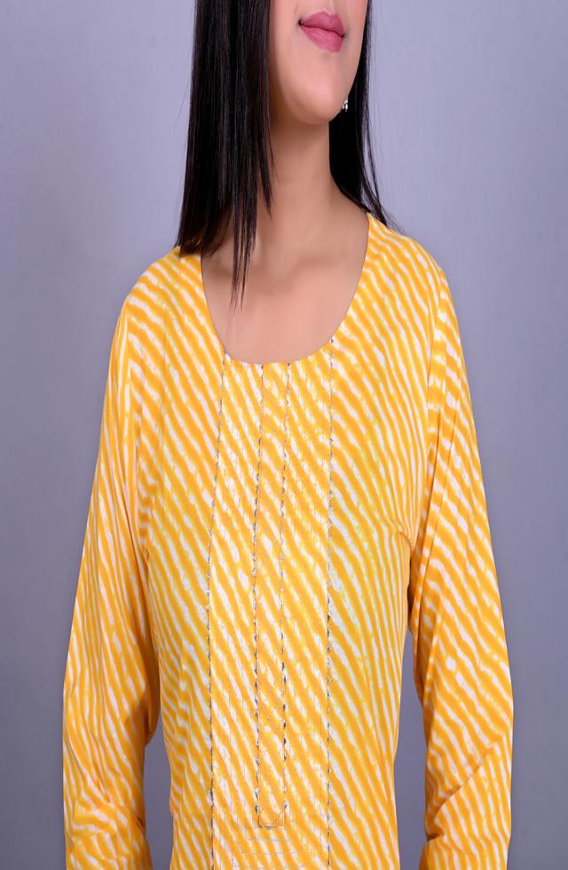 Straight Fit Kurti In Yellow Color