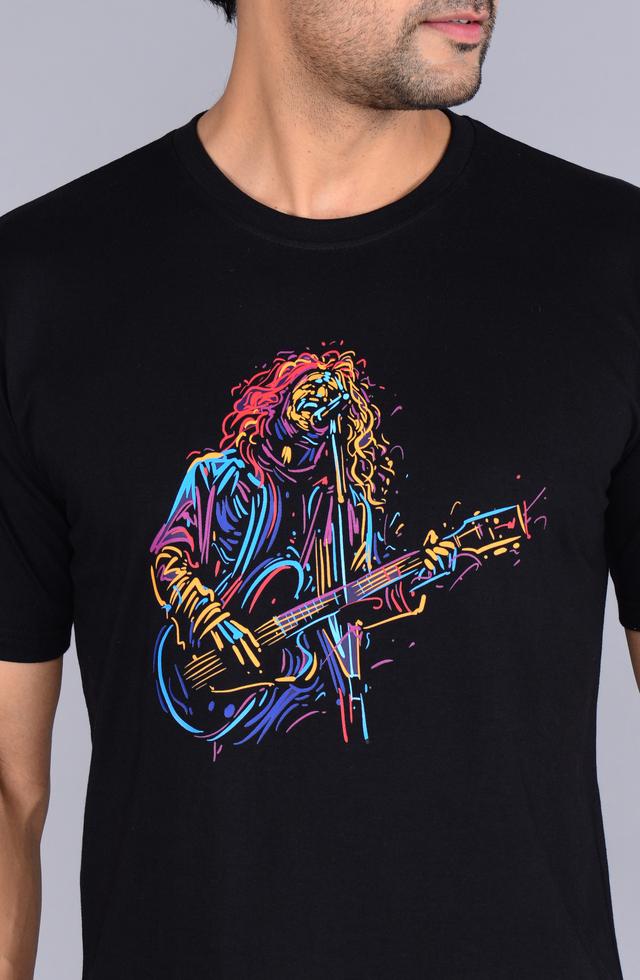 Men Guitar Printed Casual Wear T-Shirt