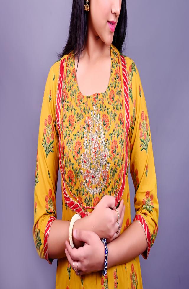 Beautiful Anarkali Suit Set In Mustard Color