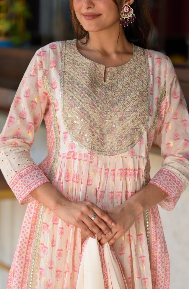 Beauteous Nayara Cut Suit Set In Baby Pink