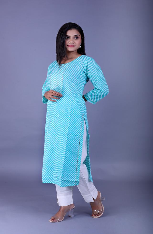 Gorgeous Straight Fit Kurti In Sky Blue