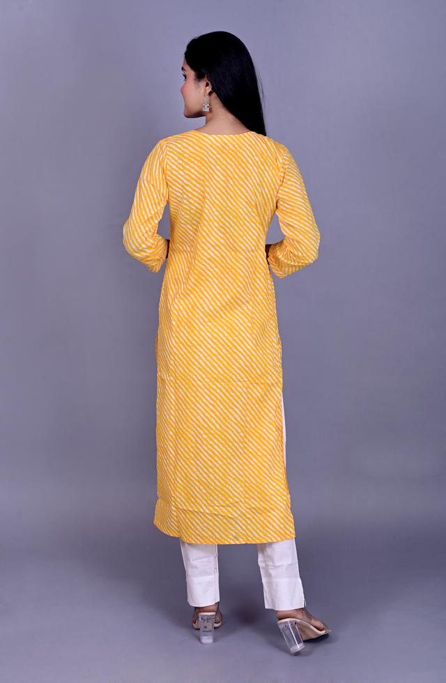 pStraight Fit Kurti In Yellow