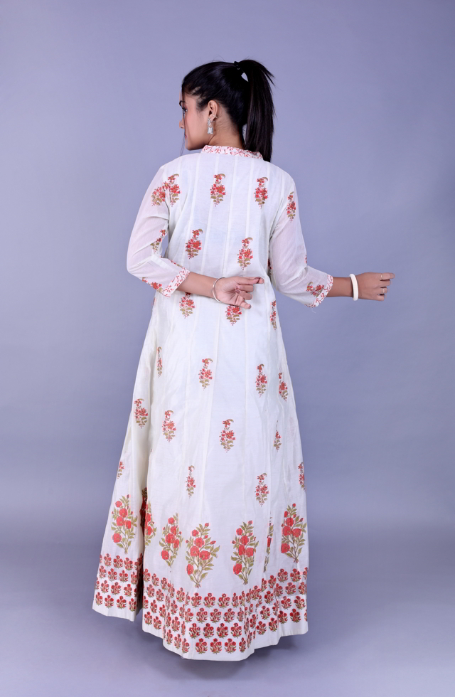 pElegant Chanderi Silk Long Dress
