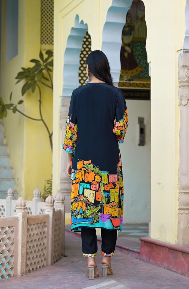pBeautiful Hand Printed Suit Set For Women